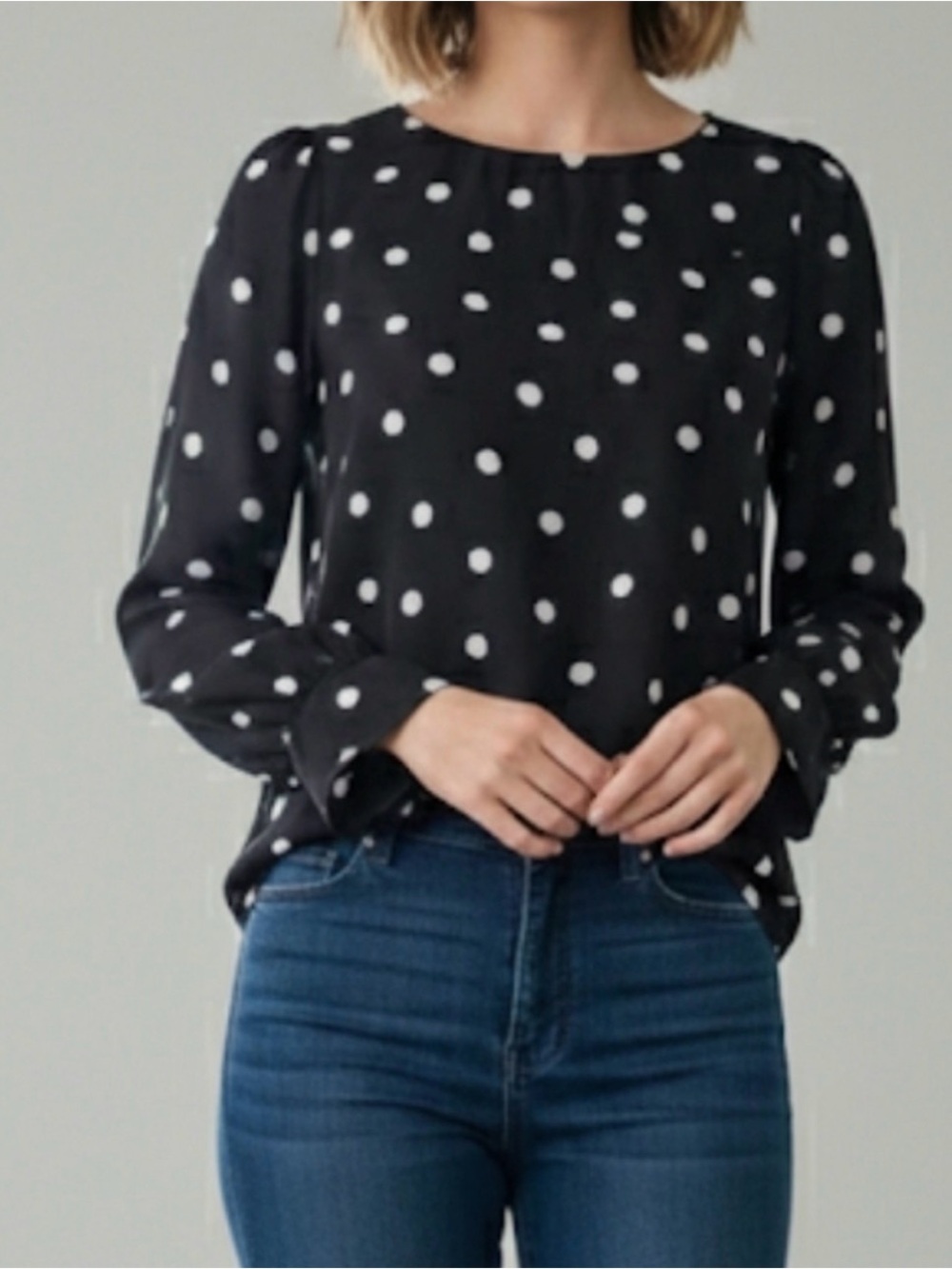 J. Crew Factory Black Polka Dot Blouse
